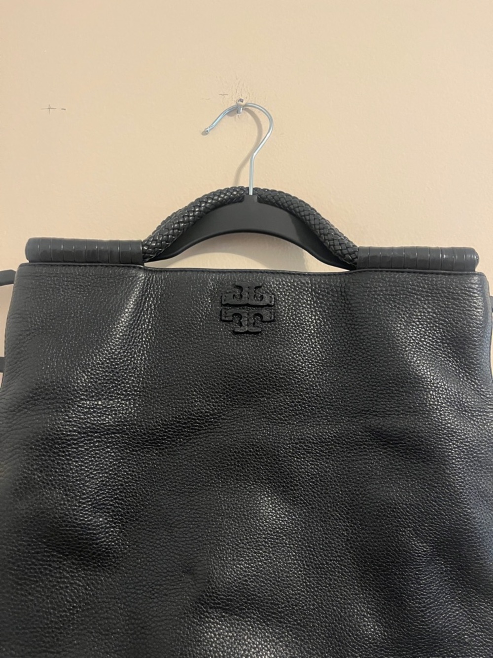 Tory Burch Black Textured Leather Top-Handle Tote